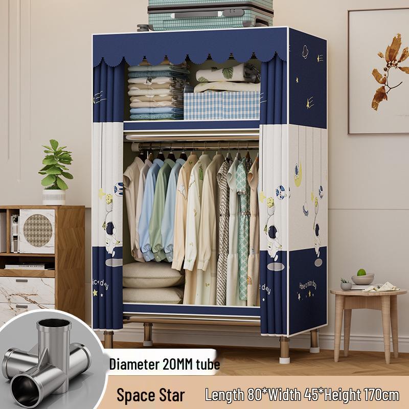 Sturdy Reinforced Steel Frame Fabric Wardrobe for Home & Bedroom Use