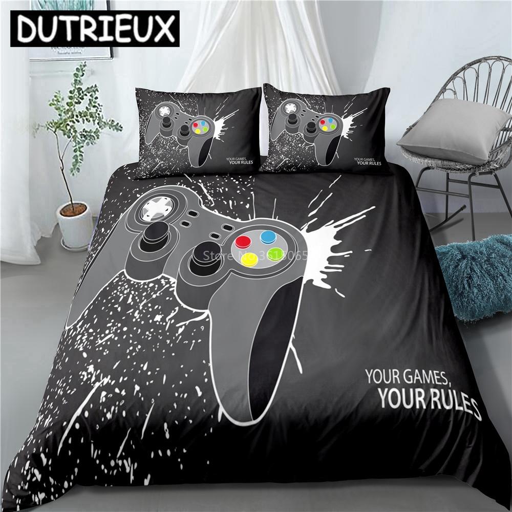 Creative Gamer Gamepad Pattern Bedding Set Bed Linen Cartoon Duvet Cover Set With Pillowcase Twin Full Queen King Bedclothes