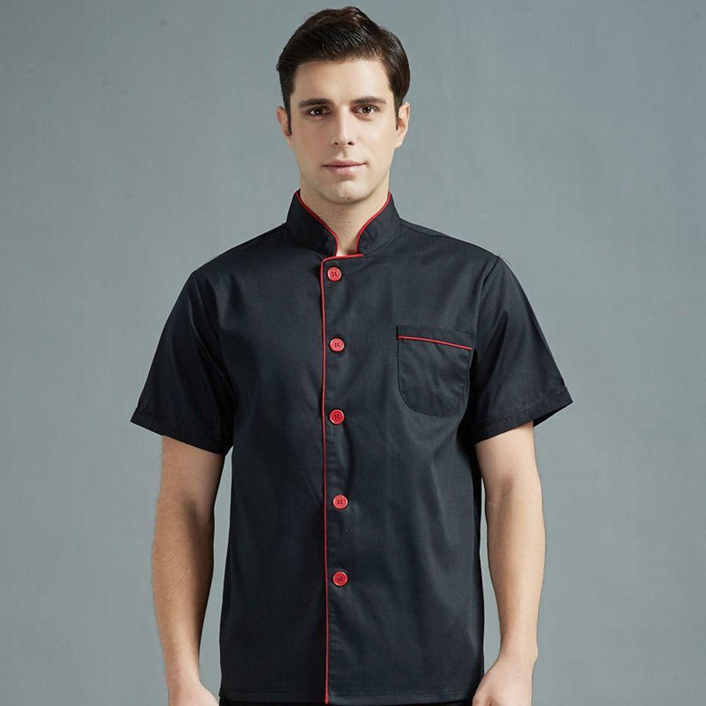 Short Long Sleeve Chef Uniform Black Overalls New Chef Clothes  Restaurant
