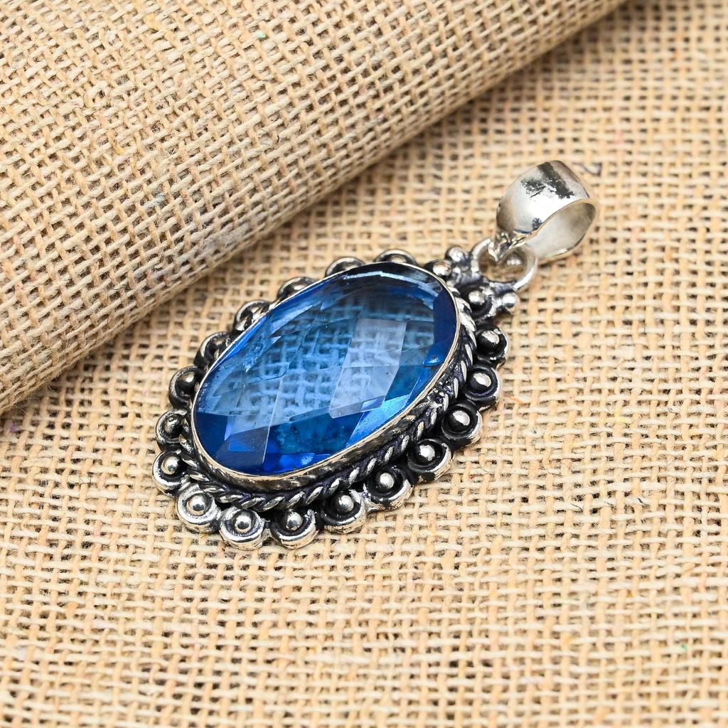 Fantastisk Tanzanit Ädelsten Handgjord 925 Sterling Silver Smycken Vackert Hänge eller Dam