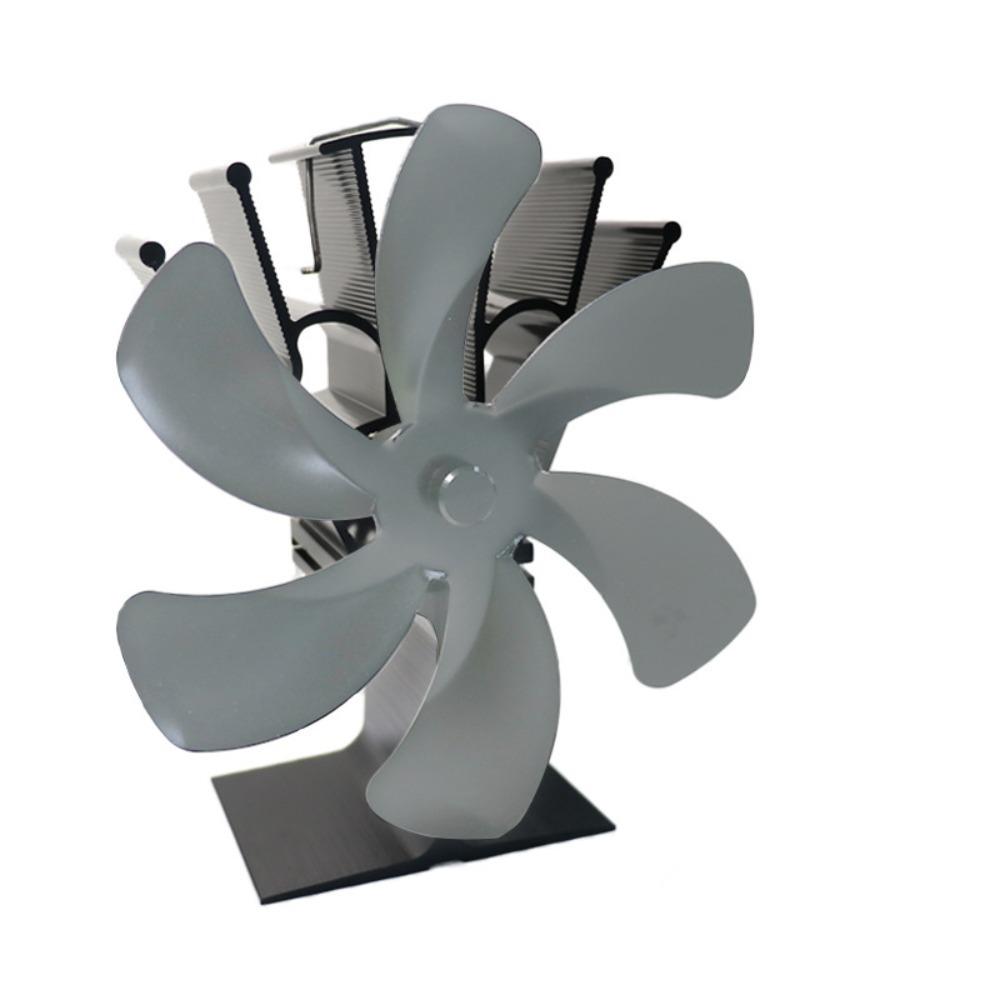 

Экологичный 6-лопастной вентилятор для камина, циркуляция, высокотемпературный вентилятор для печи, распределение тепла, декоративная дровяная горелка для дома серый