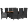 9 piece garden dining set with cushions black poly rattan