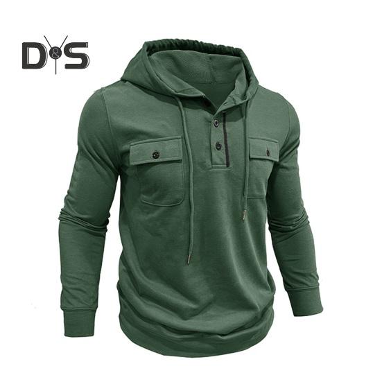 Toamnă, primăvară, pentru bărbați, top cu șnur, buzunare la piept, cu glugă, mâneci lungi, cu glugă, culoare pură, manșetă elastică, de lungime medie, sport casual