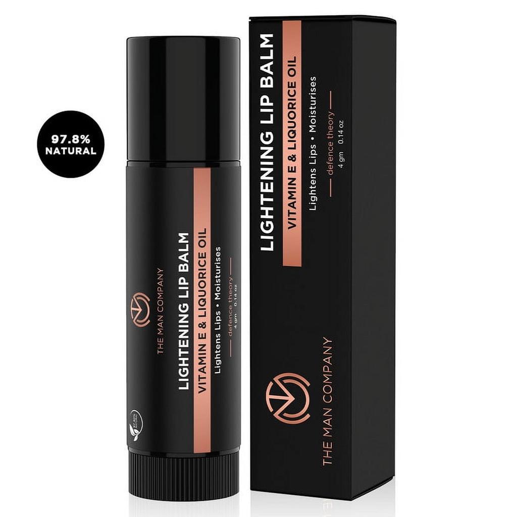 THE MAN COMPANY Baume à Lèvres Éclaircissant à la Vitamine E, à l'Huile de Coco et d'Olive | Fournit un Soin des Lèvres | Hydrate, Nourrit, Adoucit les Lèvres - 4g