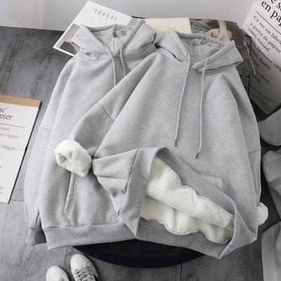 Thickened Sweatshirt Women's Solid Color Loose Hooded Pullover Top