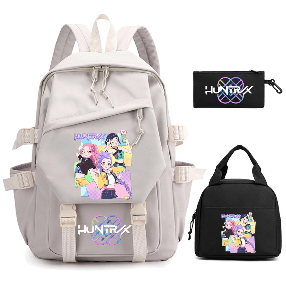 3 Stück/Set Cartoon Kpop Dämonenjäger Bedruckter Rucksack für Teenager Junge Mädchen Kinder Große Kapazität Schultasche Studenten-Buchtasche Damen Reisetasche Mochila