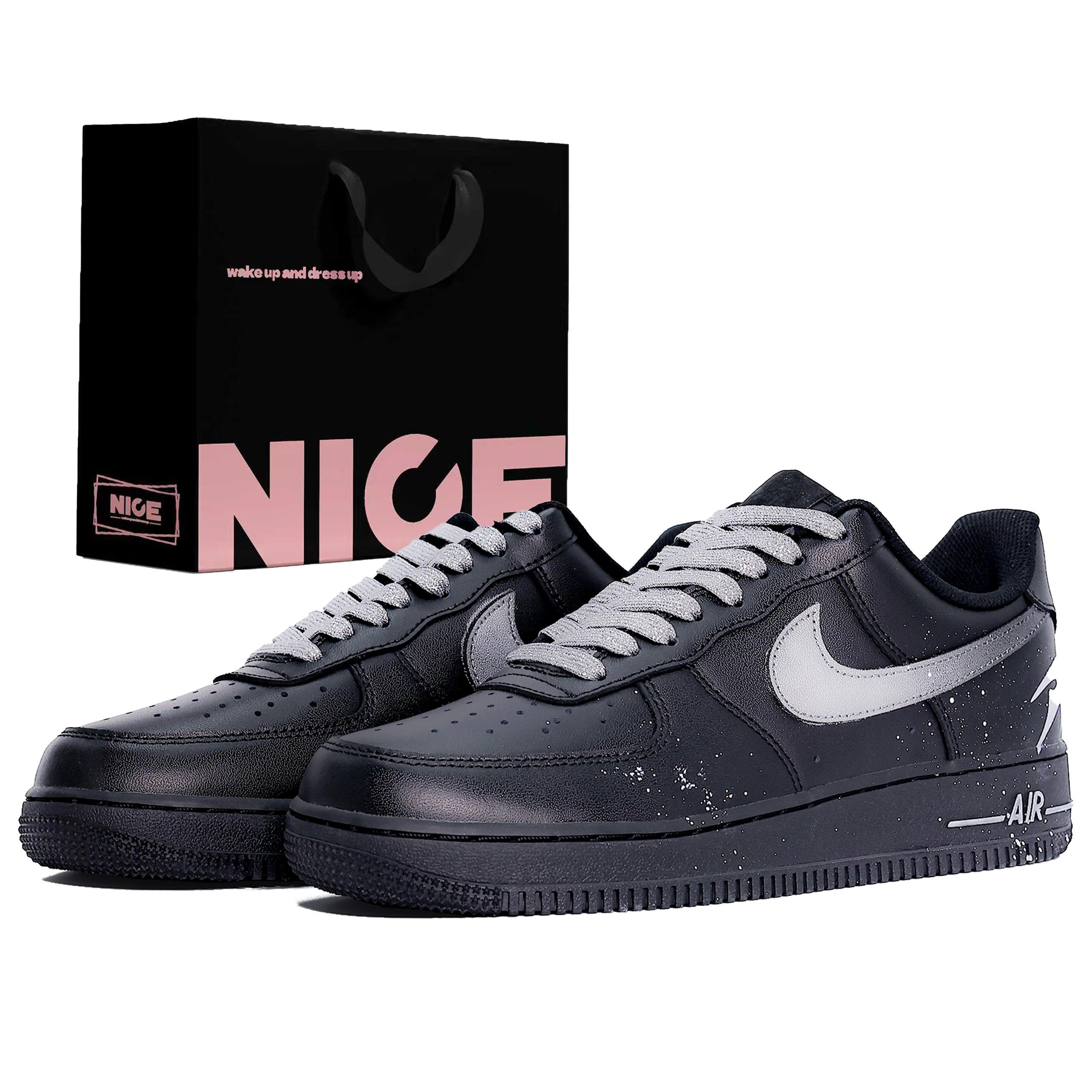 

Nike Air Force 1 Abrasion Resistant Low top Skateboard Shoes Unisex Silver Black CW2288-001(Team631-BAG) 45