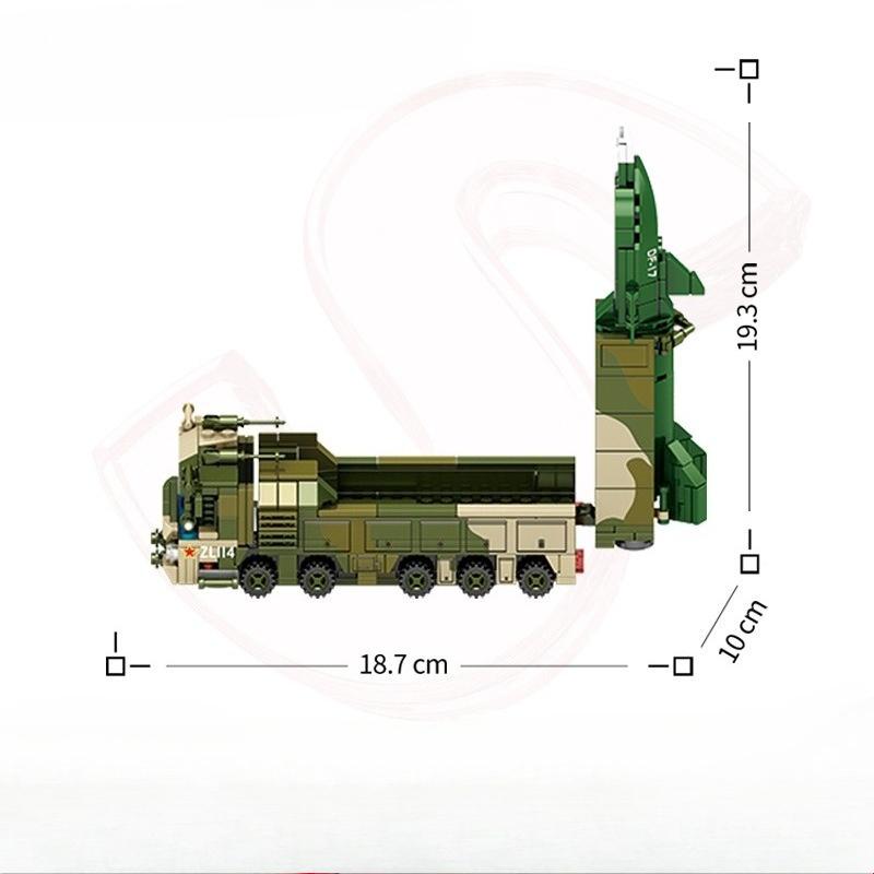 368 szt. Seria Militarna DF-17 Balistyczny Pojazd Startowy Klocki do Zbudowania Zabawki dla Dzieci Bez Pudełka