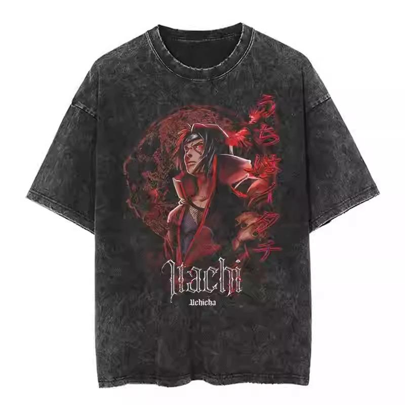 

Hot Sale Anime Naruto Graphic Print T-Shirt Men Women Streetwear Harajuku Fashion Vintage Washed Cotton Summer New Tee Loose Casual Oversized Top L