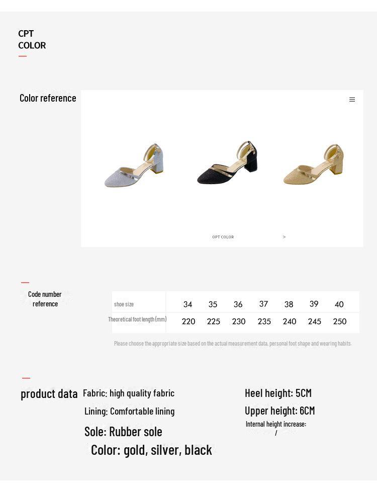 2024 Spring Korean-Style Women's Thick Heel Pointed Toe Buckle Sandals