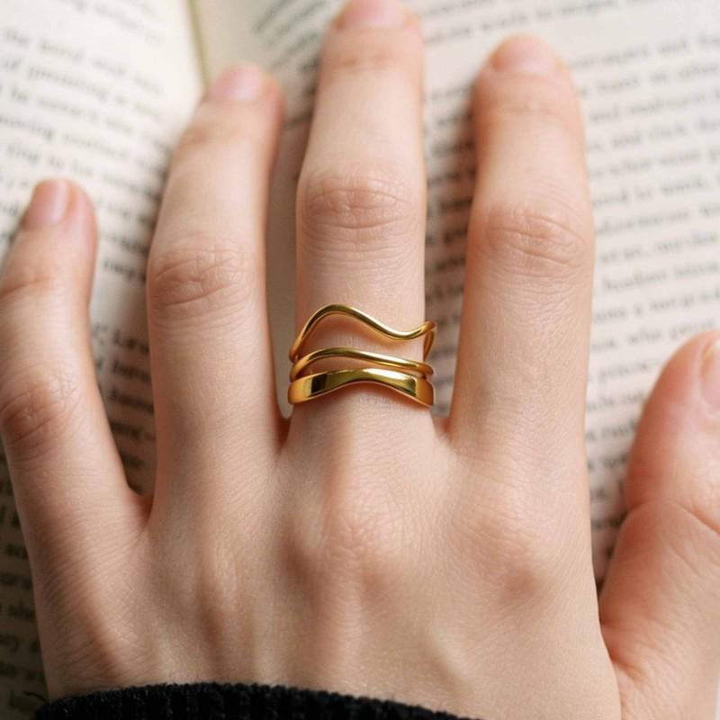 Versatile Stainless Steel Adjustable Retro French Band Ring