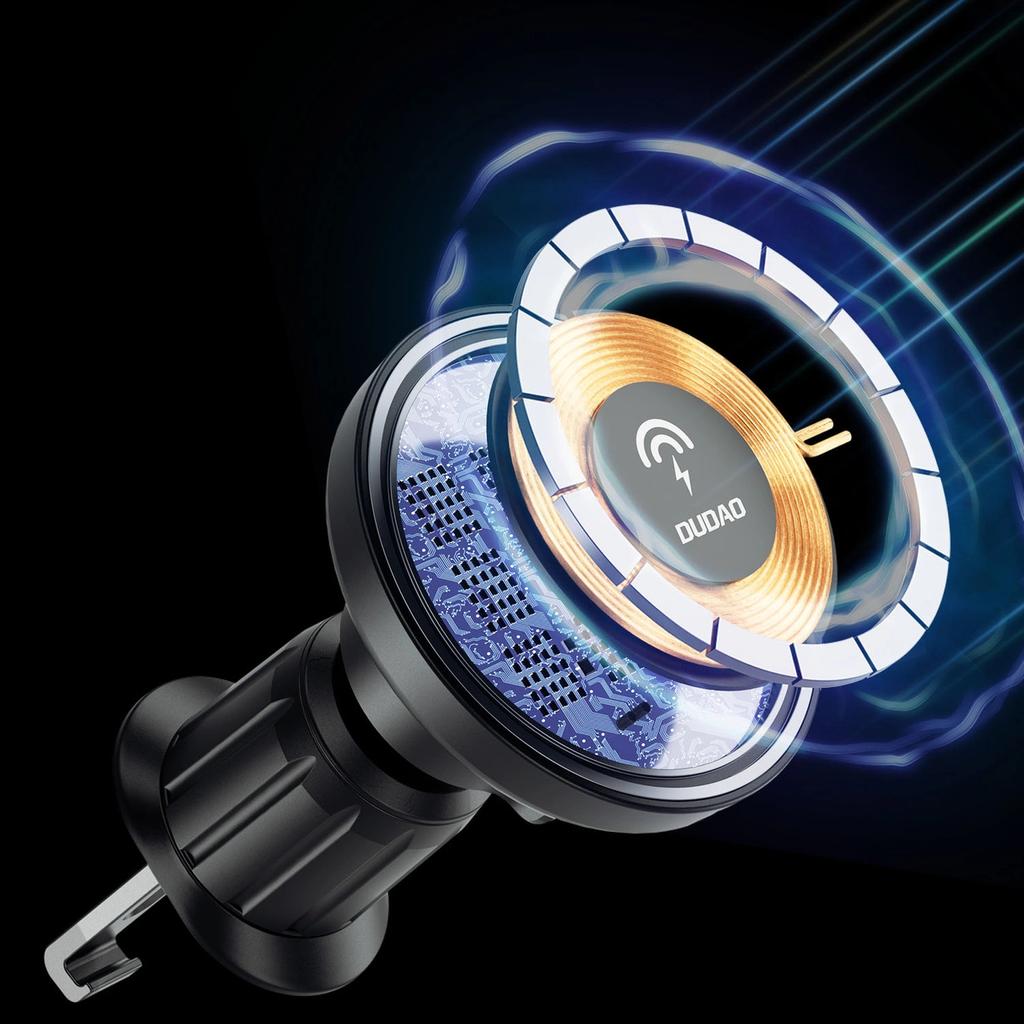 Uchwyt Magnetyczny Z Ładowarką Indukcyjną Magsafe Na Kratkę Wentylacyjną 15W Dudao F12Max - Czarna