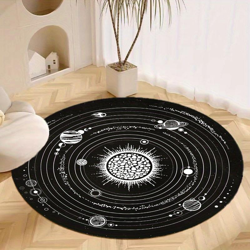 S Black White Galaxies Round Rug Nonslip Area Rug Office Chair Mat Carpet For Living Room Bedroom Home Decor