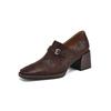Fashion New Autumn Genuine Leather Women Shoes Fashion Square Toe Shoes for Women Thick Heel Loafers High Heel Women Pumps Zapatos Mujer
