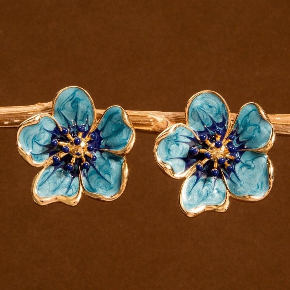 Enamel Floral Stud Earrings Colorful Drop Earrings Sweet Flower Earrings  Women