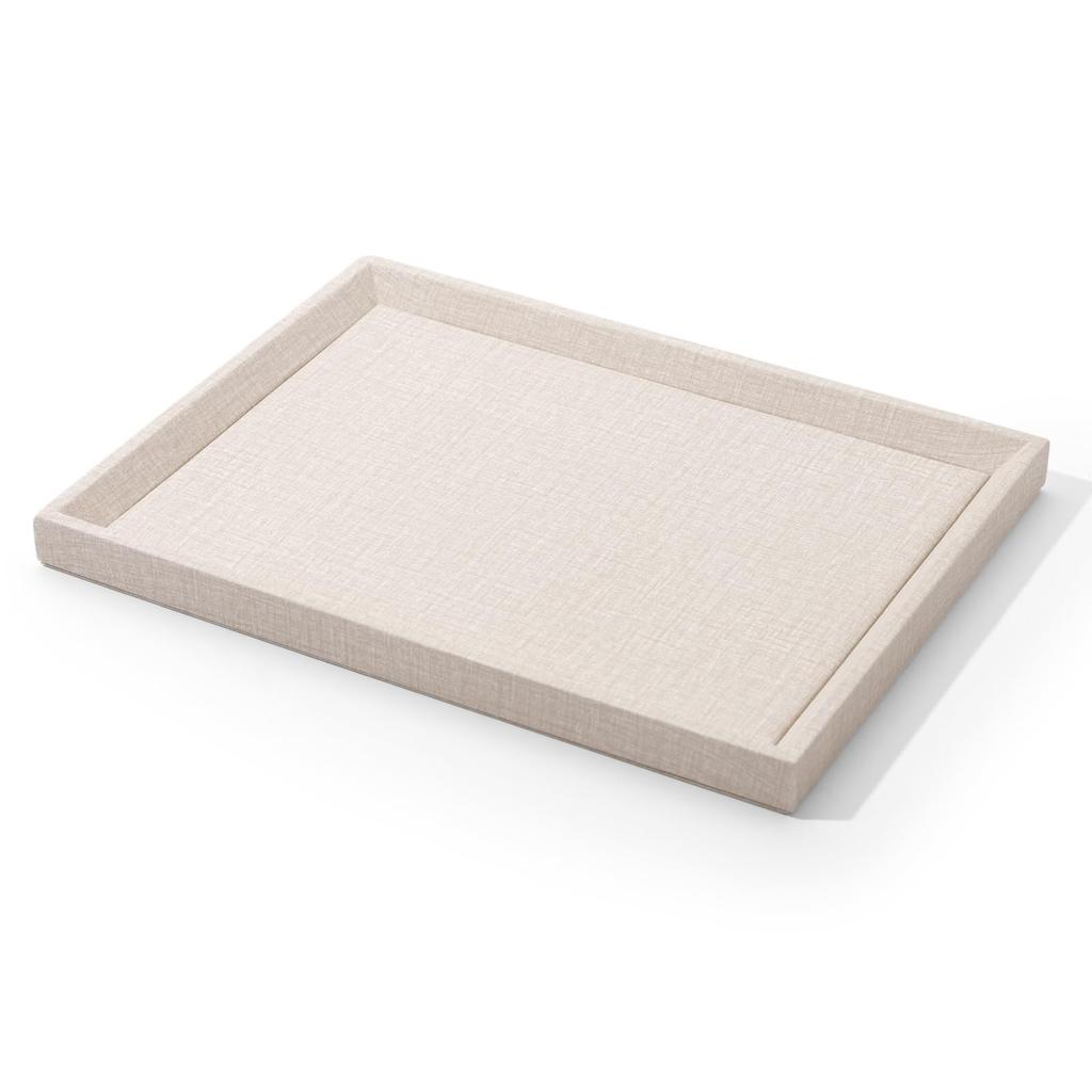 Woodten Striped Leather Jewelry Tray Accessory Organizer Watch Display Storage P09802 Off-White