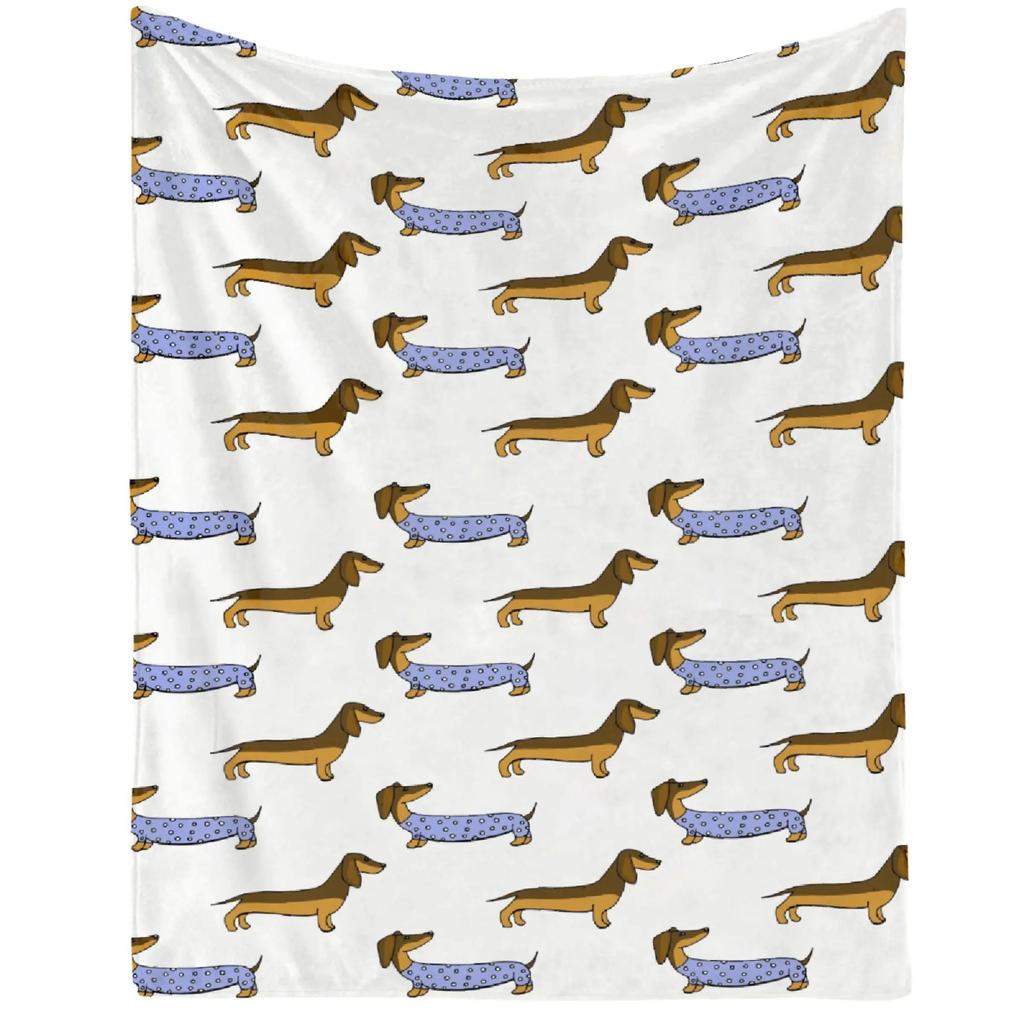 Cute Dachshunds Dog Soft Throw Blanket Warm Blankets Lightweight Tufted Fuzzy Flannel Fleece Throws Blanket for Bed Sofa Couch