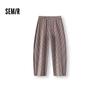 Semir Women's Plaid Drawstring Wide-Leg Casual Pants