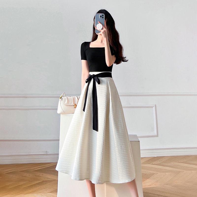 2025 Summer Women's Elegant Waist-Slimming Fragrance Style Fashion Two-Piece Dress