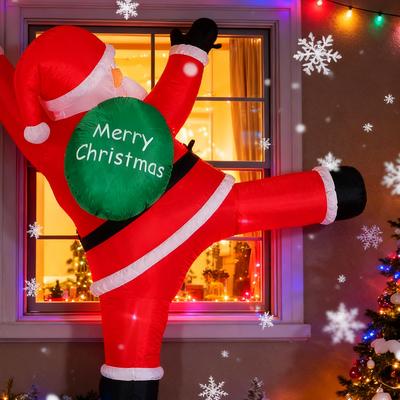 118 Zoll aufblasbarer Weihnachtsmann für den Außenbereich mit LED-Ornament für den Garten