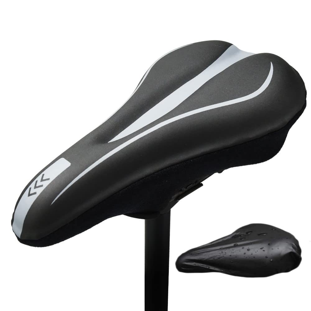 

SanDoll Waterproof Bicycle Saddle Cover with Extra Thick Memory Foam Comfortable for Mountain Bikes and Road Tape Cloth Style Cushion, Bikes, (Gray) серый