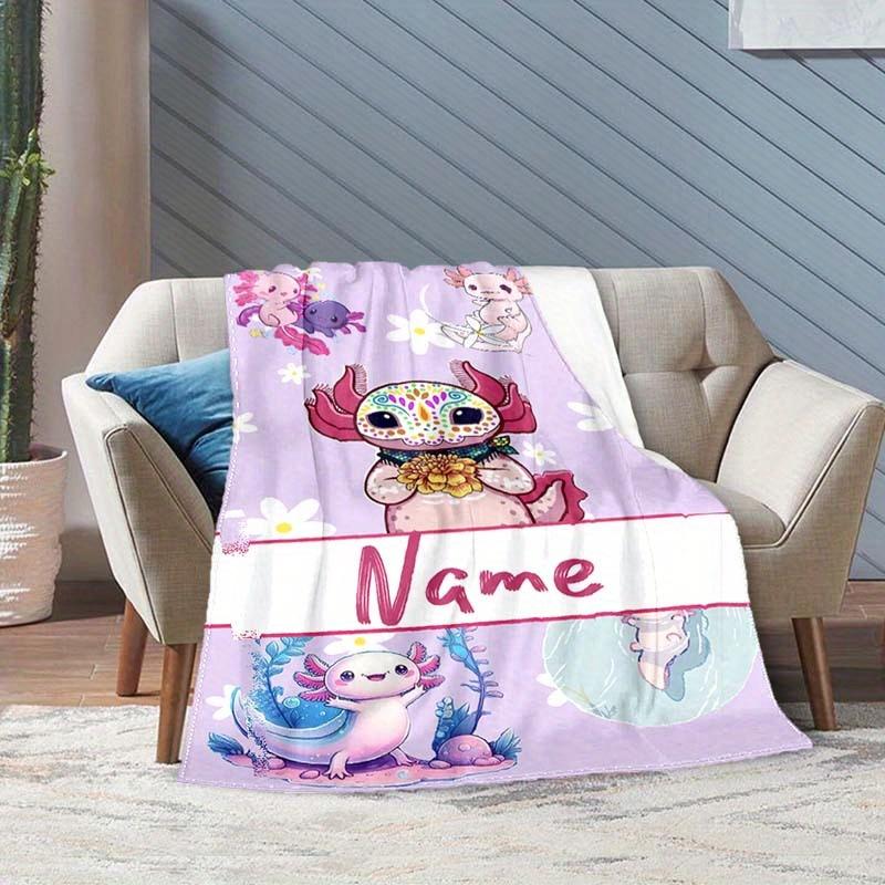 Axolotl Customize Your Name Blanket Warm Comfortable And Soft Blankets Are Suitable For Home Chairs Office Sofas Sofas Office Camping And Gifts For