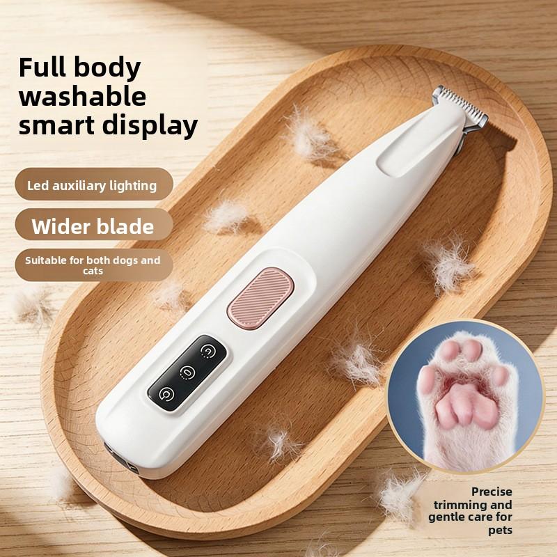 Full-body Water-washed Pet Electric Trimmer with Intelligent Display, Lighting, and Widened Blade Head - Suitable for Dogs and Cats.