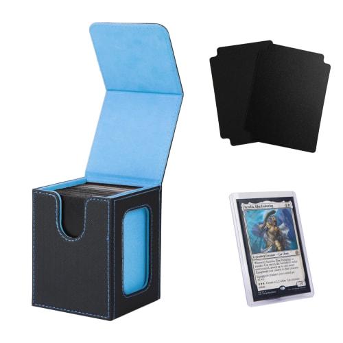 Venssu Deck Case, Trading Card Case with Card Display Window, Holds 100 Cards, Double/Triple Sleeved, Vertical Storage, Two Dividers, and One Top Load