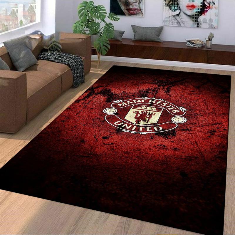 Tappeto Rosso con Logo Manchester United per Camera da Letto o Soggiorno Adatto all'uso come antiscivolo per divani in soggiorno e camera da letto
