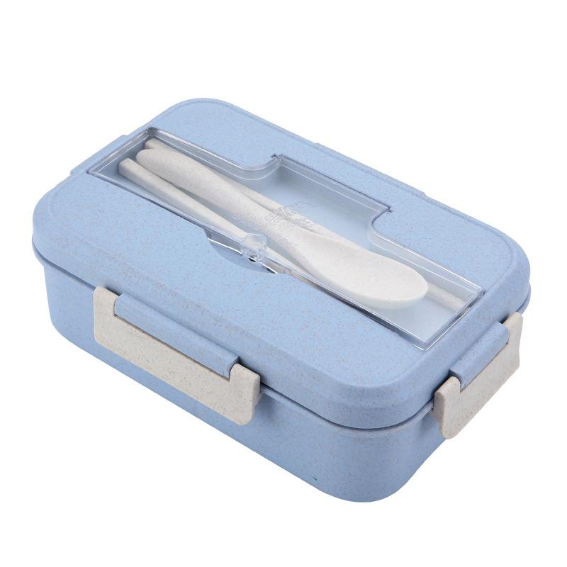 Wheat Straw Bento Lunch Box with Cutlery - Portable, Sealed, Compartmented for Students & Office Workers