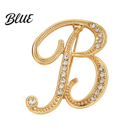 Strong Buckle Brooch English Letter with Sparkling Rhinestones Lightweight Thin