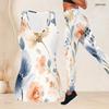 Women Plus Size Two Piece Set Scoop Neck Sleeveless Floral Printed Longline Tank Top Fitted Pants