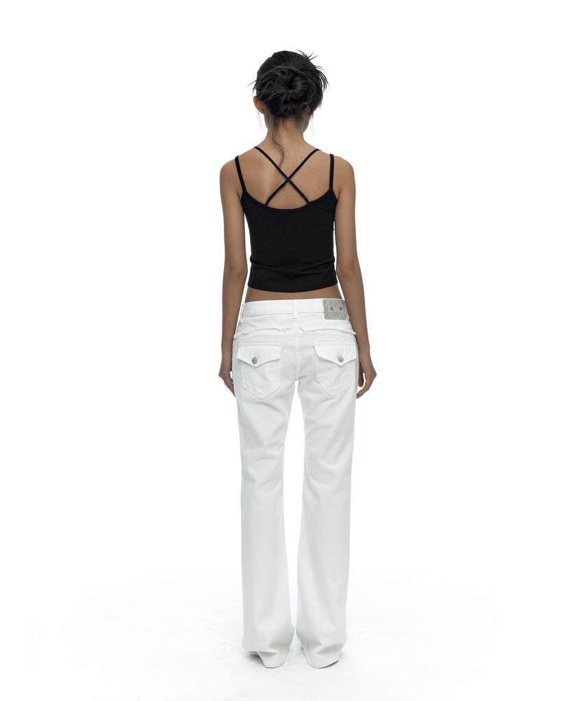Kasiko Side Zipper Boots-Cut Jeans White