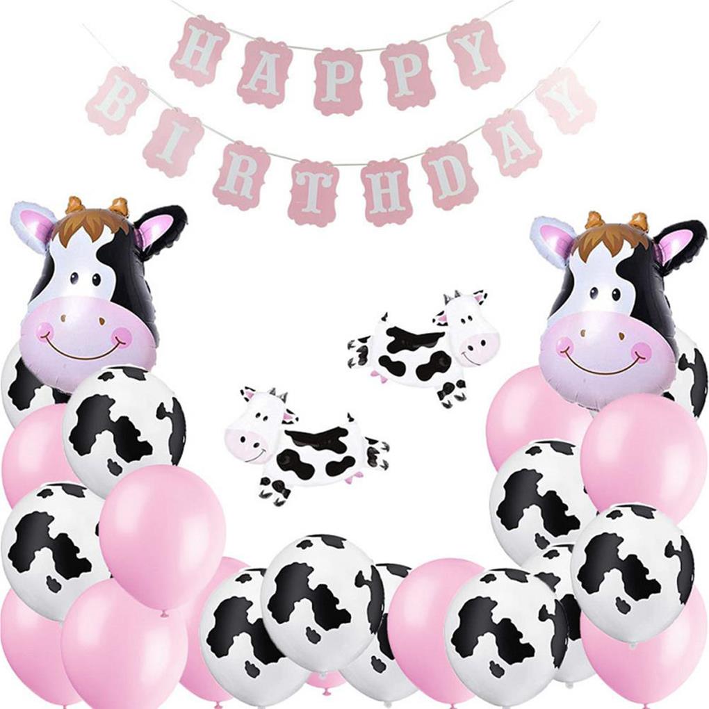 

1 Set Pink Cow Ballon Kit Aluminum Foil Balloons Birthday Accessory Cheerful Delicate House Ornaments Party Decorations
