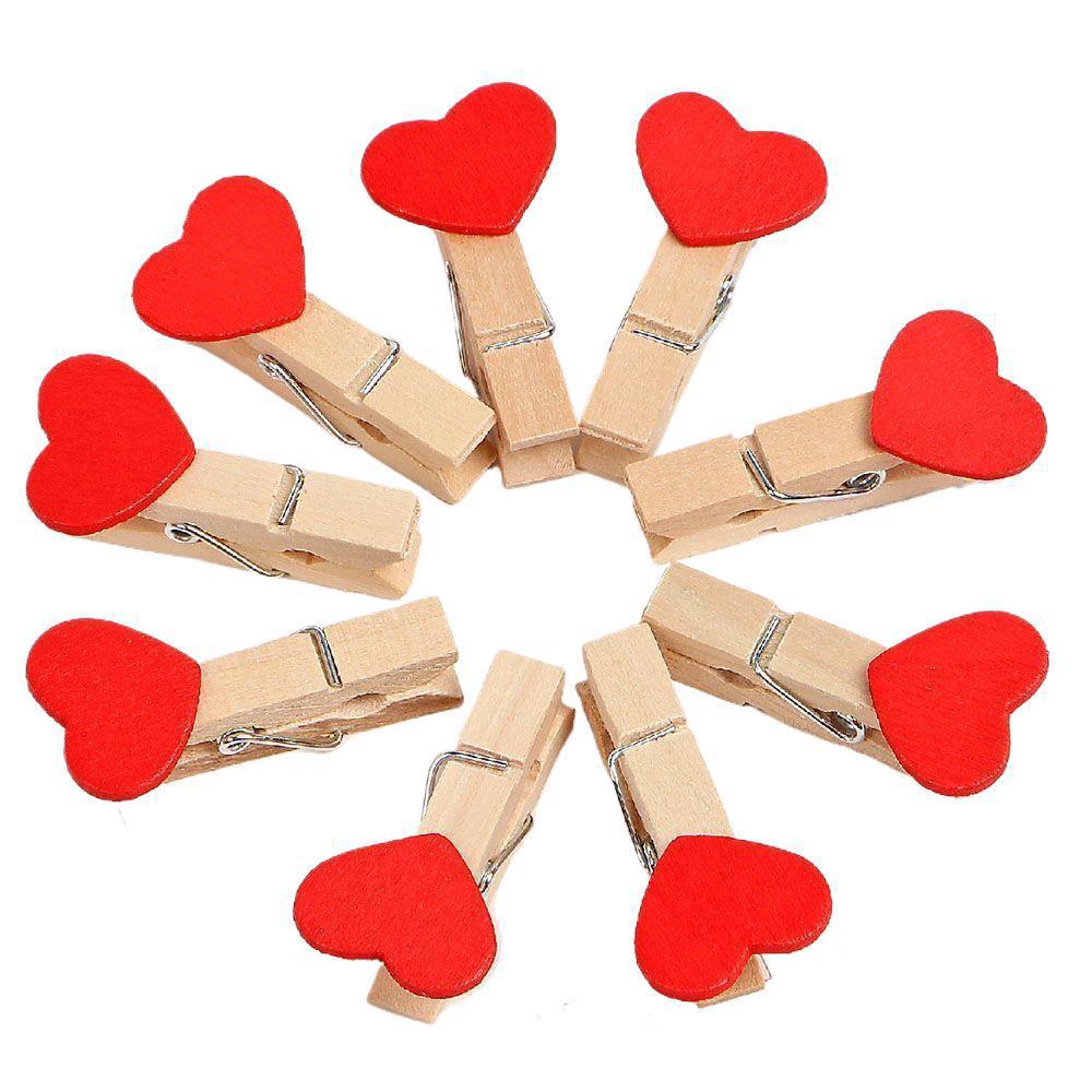 50pcs 3cm Mini Photo Clip Colorful Heart-Shaped Small Wooden Clip Creative Clip Photo Home Decoration Cartoon Handicraft