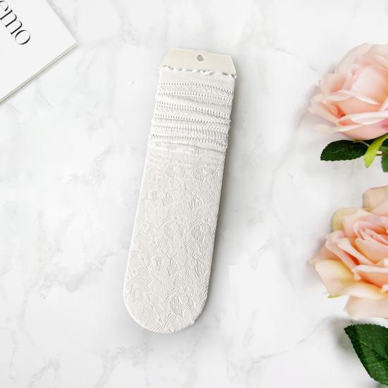 1 Pair Women Socks Hollow Lace Solid Color Mid-tube Thin Anti-slip High Elasticity Sweat-absorption Anti-shrink Daily Piled Socks