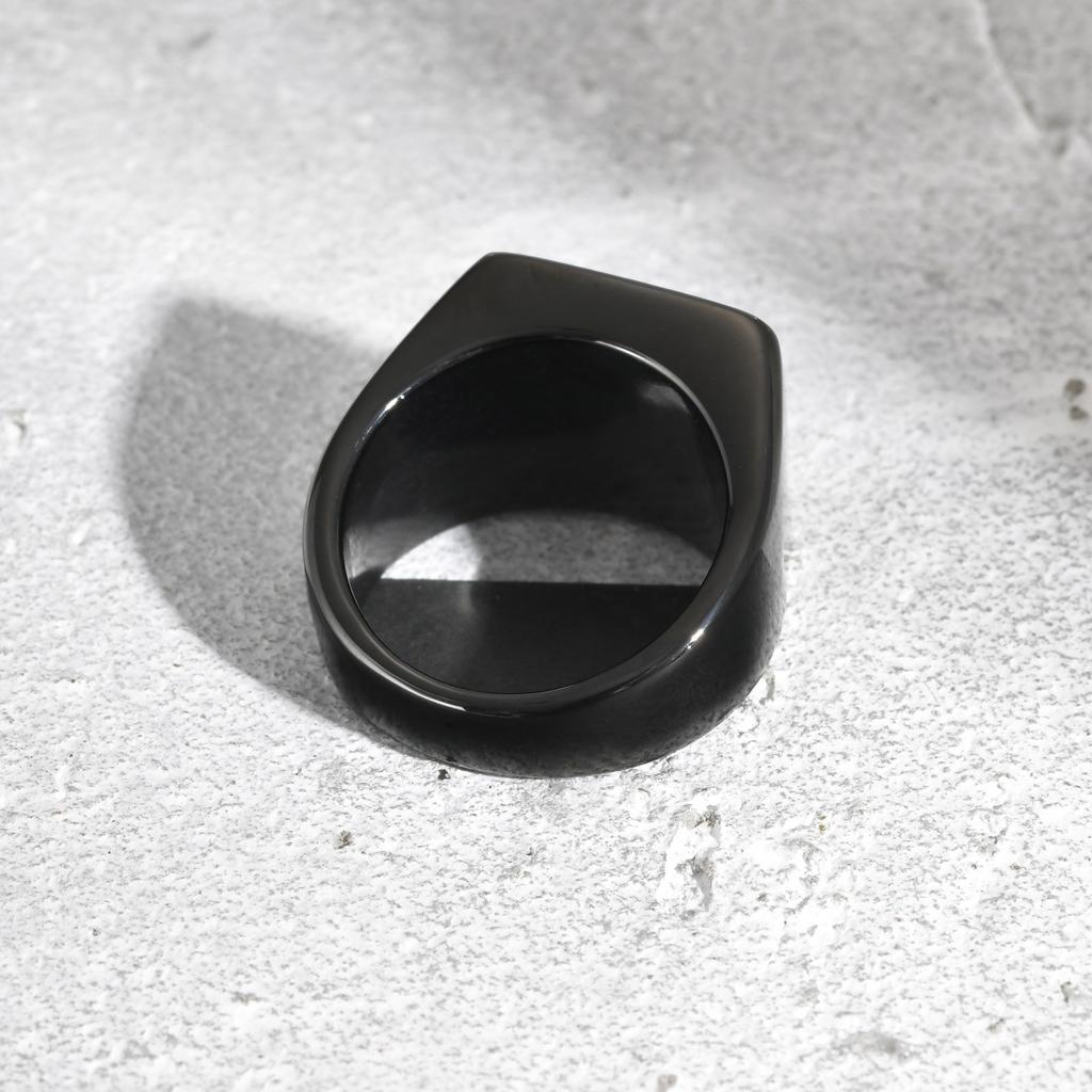 Vnox Anello Sigillo Quadrato con Top Smaltato da 14 mm per Uomini Ragazzi, Acciaio Inossidabile Nero con Timbro Superiore Smaltato, Anello Maschile Semplice Punk