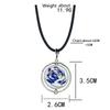 Anime Rotatable Blue Rose Pendant Necklace Lovers Friends Wearing Chain Jewerly Accessory