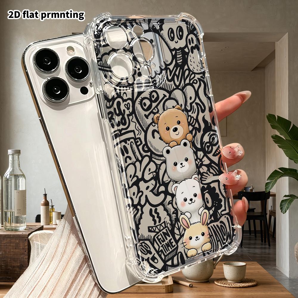 Phone Case: 2D Flat Suitable for iPhone 18 17 16 15 14 13 Pro, Transparent Corners Protective Case, Stacking Animals, Christmas and Halloween Gifts