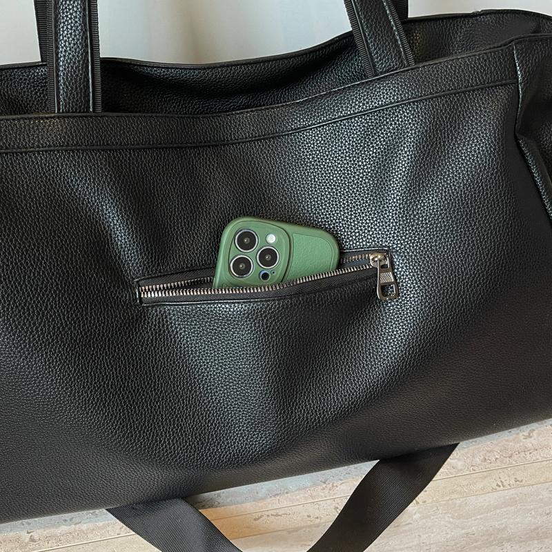 Große Kapazität PU-Tragetasche für Damen, lässige Schulterhandtasche mit Lederbesatz