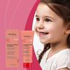 Children's toothpaste: cleans teeth, prevents cavities, gently removes plaque, freshens teeth, and has a fruity flavor.