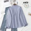 Spring Autumn Women Vintage Stand Collar Cotton Shirt Ruffles Full Sleeve Loose Blouse Casual Office Wear