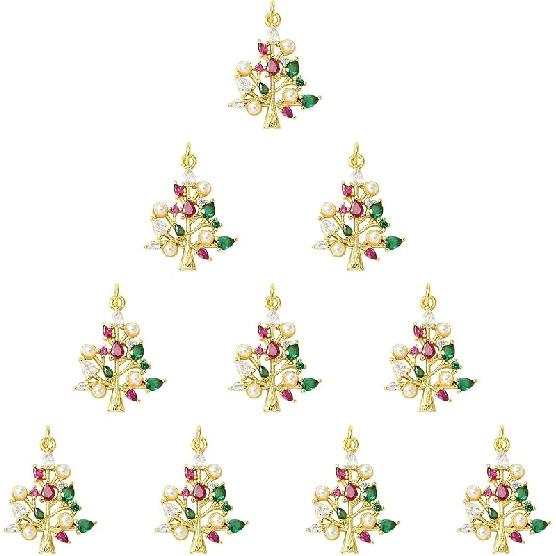 LiQunSweet 12 Pcs 6 Colors Golden Crystal Heart Charms Brass Micro Pave Cubic Zirconia CZ Stone Mini Charm Bulk for Necklace Earrings Jewelry Making