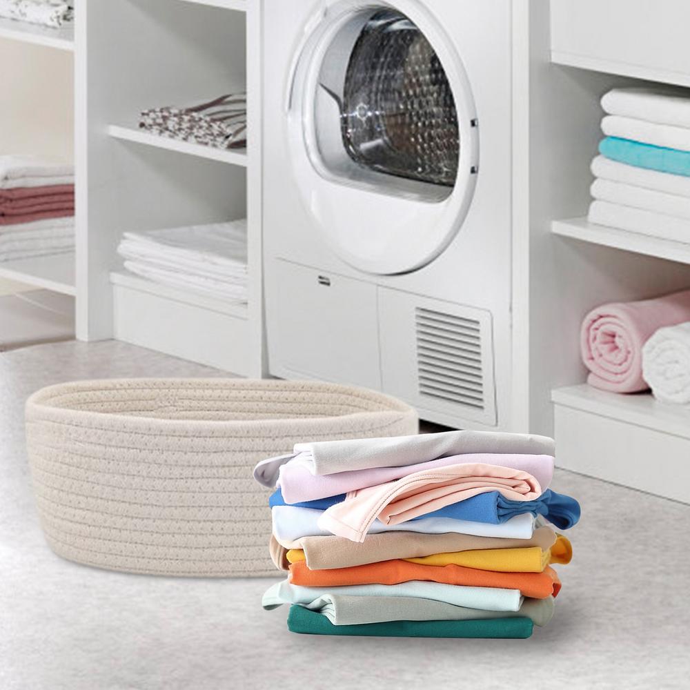 Cotton Rope Basket Cute Woven Rope Basket Home Organizer For Desktop Laundry Dresser Pantry Entryway Table Bedroom Bathroom Sofa