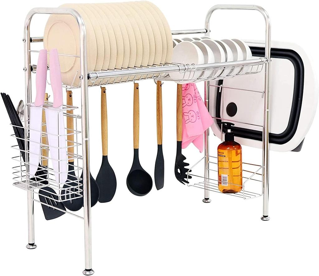 Rxakudedo Dish Drainer Kitchen Storage Dish Drying Dish Drainer Rack Stainless Steel Over-the-sink (Width 62cm)
