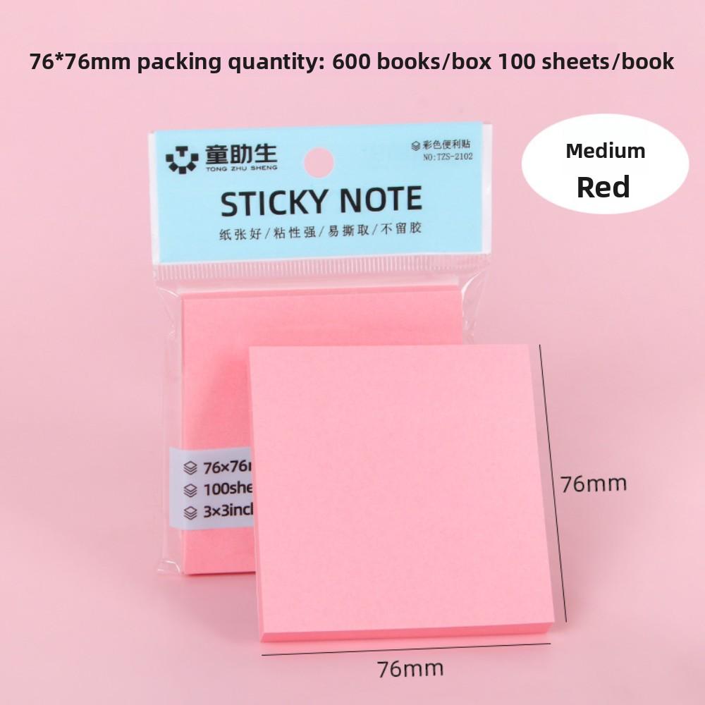 

100 шт./цвет липкие заметки, милые липкие заметки, канцелярские липкие заметки для офиса, можно отрывать 100pcs красный