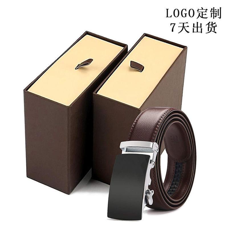 

Automatic Buckle Leather Belt, Company Enterprise High-End Gift Box Set Gift Belt, Business Men S Belt 115cm~ 125CM (random delivery in length)