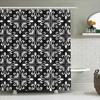 Black White Damask Shower Curtain Decorative Bath Mat Cover For Home Bathroom Modern Floral Printed Fabric Waterproof Bath Sheet