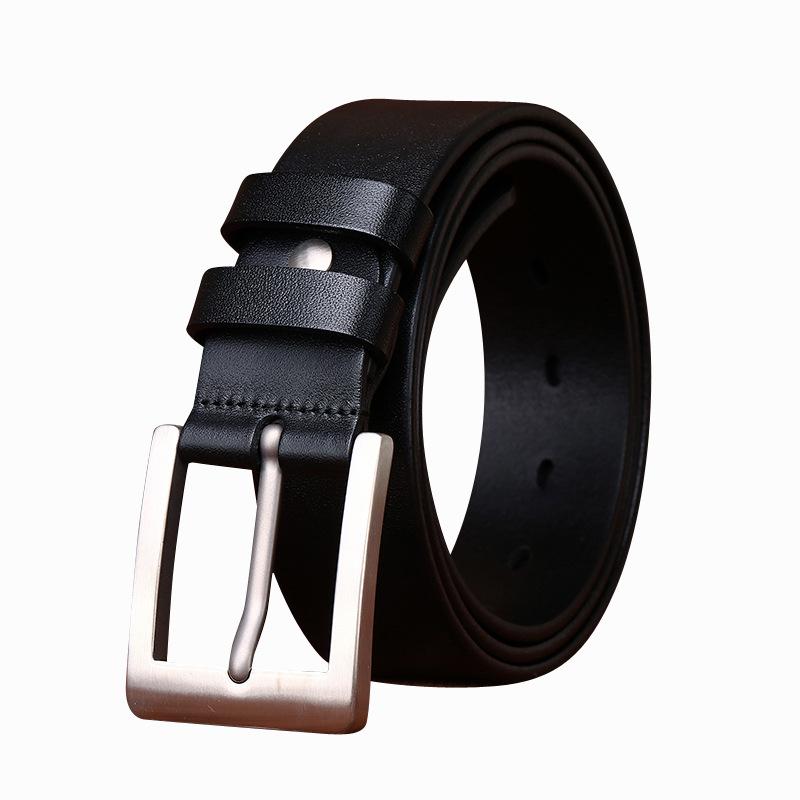 High-End Light Luxury Simple Business Anti-Allergic Belt Men'S Leather Pure Titanium Buckle First Layer Cowhide Formal Pants Belt