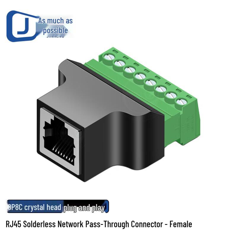 Jinneng RJ45 to 8-Pin Solderless Female Connector